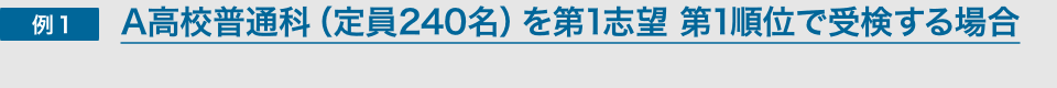 例1　A高校普通科（定員240名）を第1志望 第1順位で受検する場合